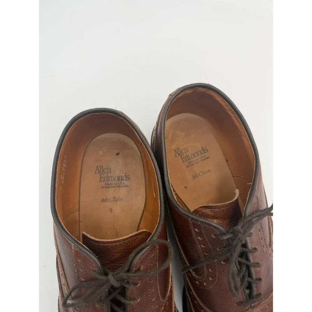 Allen Edmonds McClain Wingtip Brogue Brown Leather Shoes 10.5 D USA